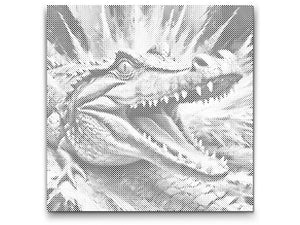 Krokodil in Türkis- und Orangetönen - Dottingo