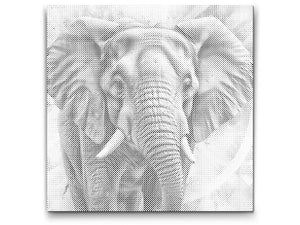 Elefant in Türkis- und Orangetönen - Dottingo