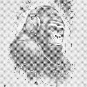 Gorilla mit Kopfhörern - Dottingo