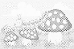Raupe auf einem Fliegenpilz - Dottingo