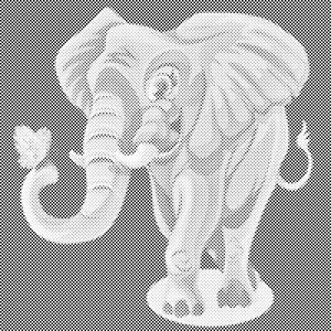 Fröhlicher Elefant mit einem Schmetterling - Dottingo