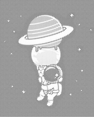 Astronaut mit einem Kornett aus Planeten - Dottingo