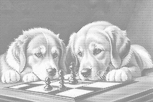 Hund spielen Schach 1 - Dottingo